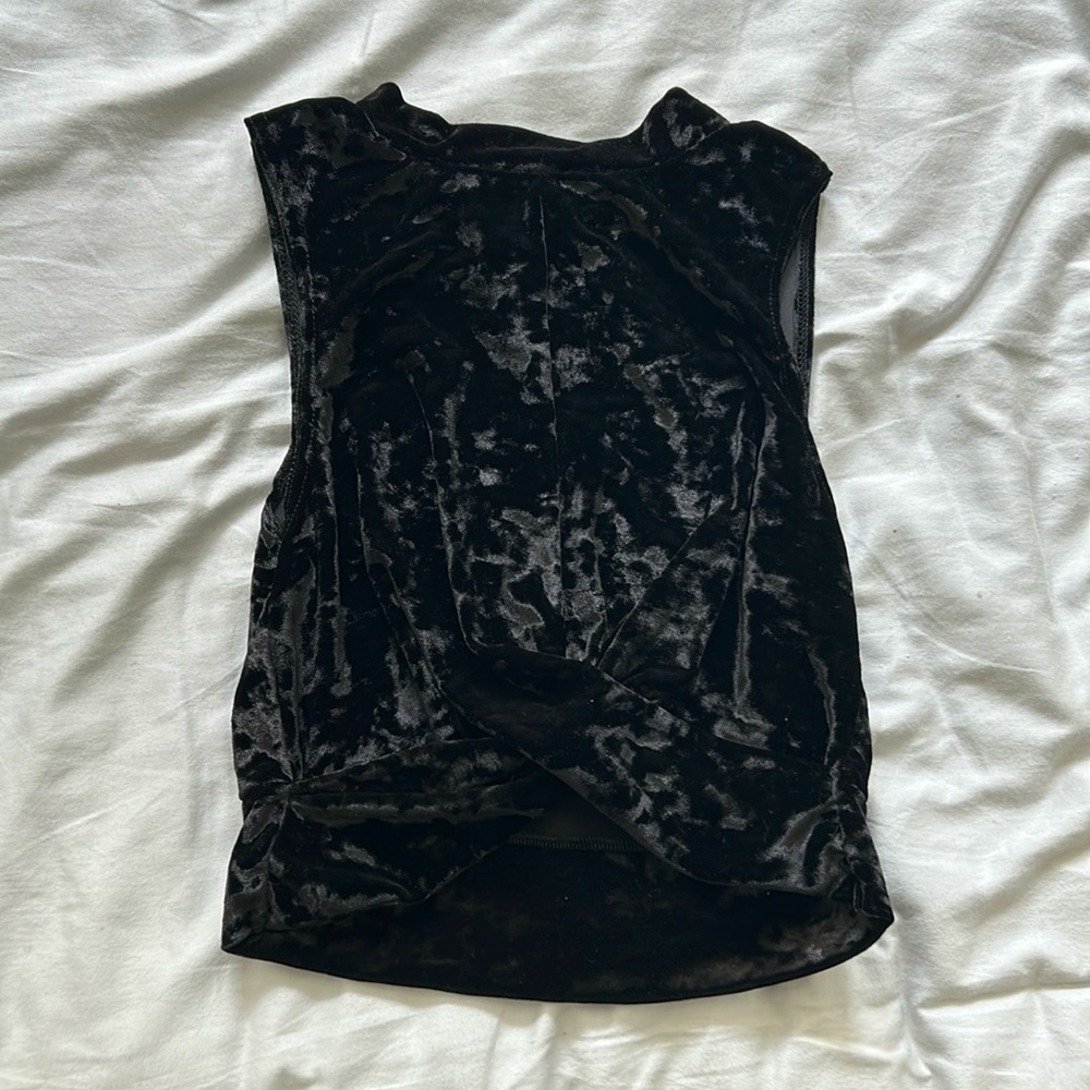 Black Velvet High Neck Top